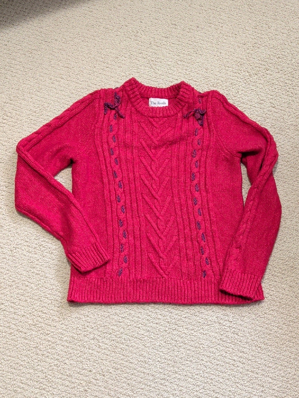 Women's The Reeds For J.Crew Cable Knit Crewneck Sweater - Red